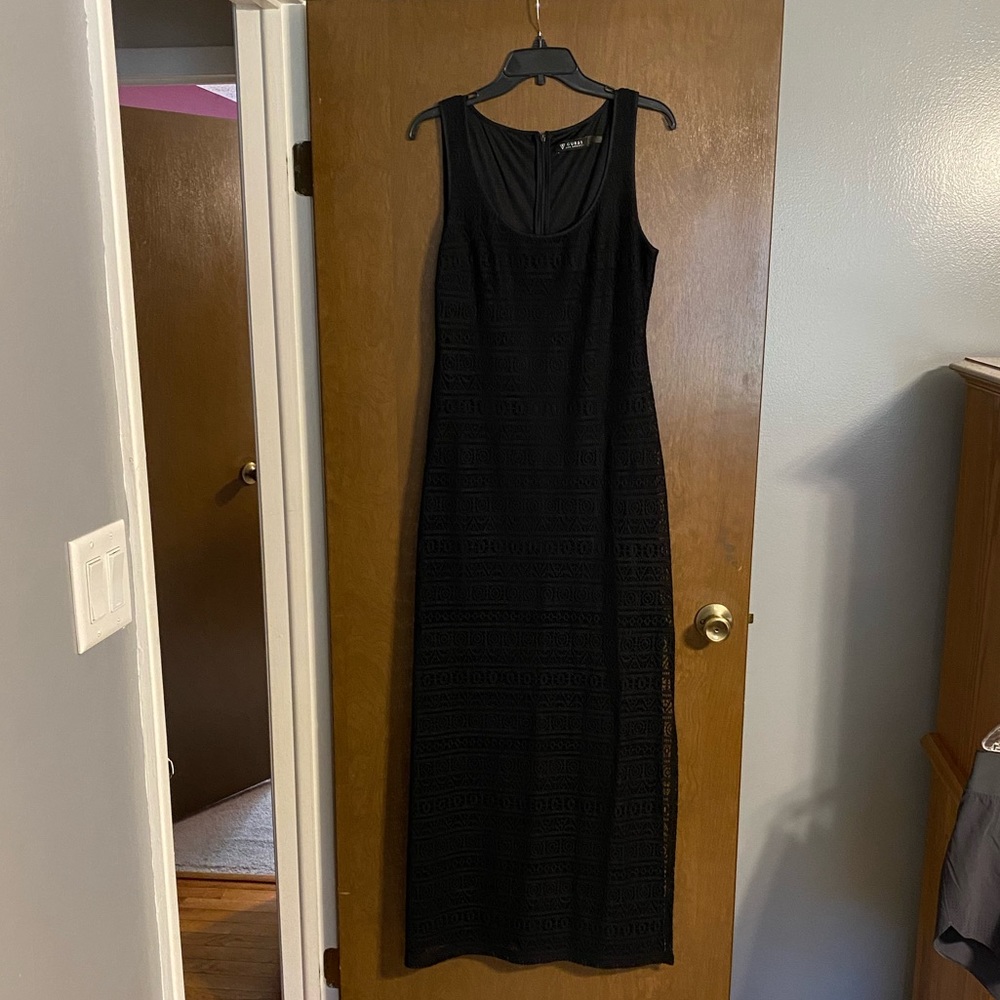 Guess Black Geometric Cut Maxi Dress